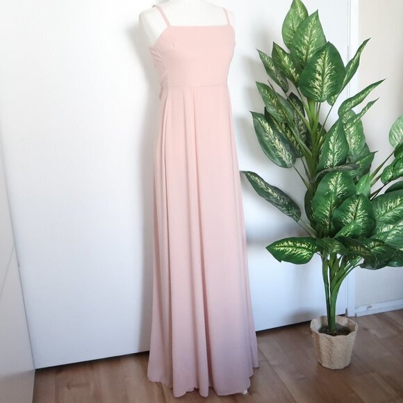 Show Me Your MuMu Weddings Lauren Pale Pink Tie Back Bridesmaid Maxi Dress M - Picture 7 of 16